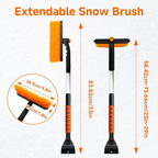 Snow Brush with Ice Scraper, Ice Scrapers, Car Windshieldand Extendable Snow Brush with Foam Grip and 360° Pivoting Brush Head, Detachable Snow Scrapers & Ergonomic Foam Grip for Cars (Orange)