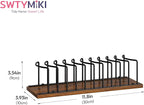 SWTYMIKI Hat Stand for Baseball Caps - Wood & Metal Tabletop Hat Organizer Storage Display Rack, Holds up to 10 Caps for Desk