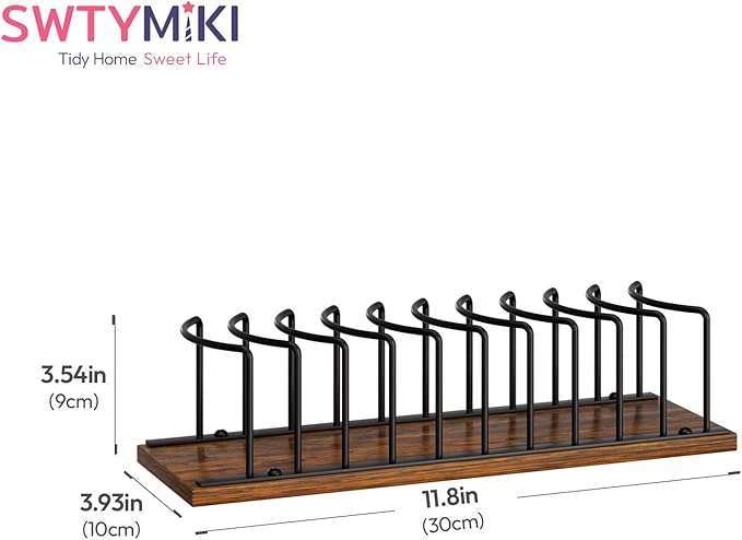 SWTYMIKI Hat Stand for Baseball Caps - Wood & Metal Tabletop Hat Organizer Storage Display Rack, Holds up to 10 Caps for Desk