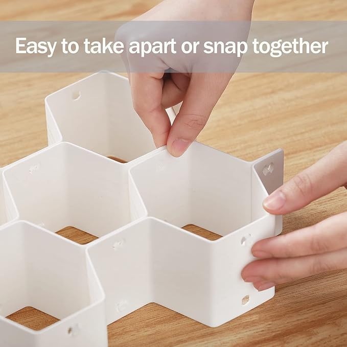 MORNITE 2 Sets Sock Drawer Organizer, Drawer Divider Organizer for Underwear Socks Ties Belts Assemble Honeycomb Separator Cl