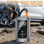 Cordless Tire Inflator Portable Air Compressor - 3600mAh Rechargeable Car Tire Pump with Digital Pressure Gauge, LED Light, Auto Shut Off, Dual Power Source for Car, Motorcycle, Bicycle, Balls