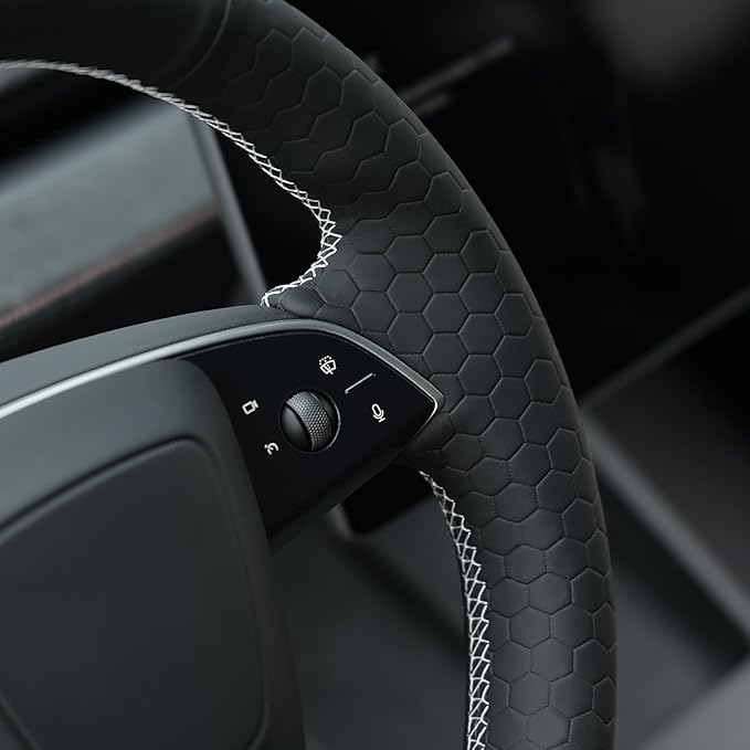 MEWANT DIY Stitching Steering Wheel Cover Wrap for Tesla Model 3 Highland 2023-2025/Model Y 2025 Highland for Tesla Model 3/Model Y Accessories