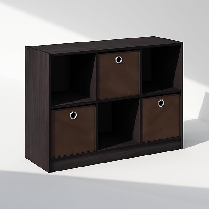 Furinno Cubic Closet Organizers and Storage, 6-Cube Closet Organizer with Bins, Open Shelf Storage, for Wardrobe, Bedroom, Li