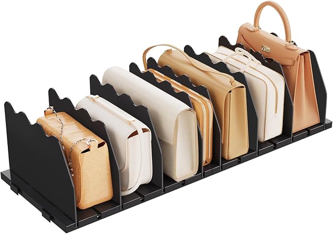 SPACEKEEPER Shelf Divider for Closet, Adjustable Purse Organizers Handbag Separators Storage Organizer Bookshelf Separator Di