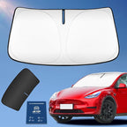 Sun Shade Sunshade for Tesla Model X 2016-2025 2026 Windshield Cover, 4-Layers Sun Shield 250T Silver Sun Visor Foldable Front Window Shade Blocks UV Rays Car Accessories