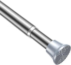 AIZESI Silver Adjustable Tension Curtain Rod, 31-63 Inch Spring No Drill Stainless Steel Shower Rods for Bathroom，Closet ，Win