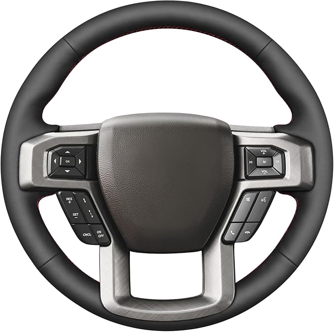 MEWANT Hand Stitch Steering Wheel Cover for Ford F150 F250 F350 Expedition 2018-2021 Ford F150 Truck Steering Wheel Wrap