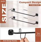Hat Rack for Wall 24 Baseball Caps, 2 Pack Modern Metal Hat Organizer with 24 Hooks Hat Holder Wall-Mounted Storage Display f