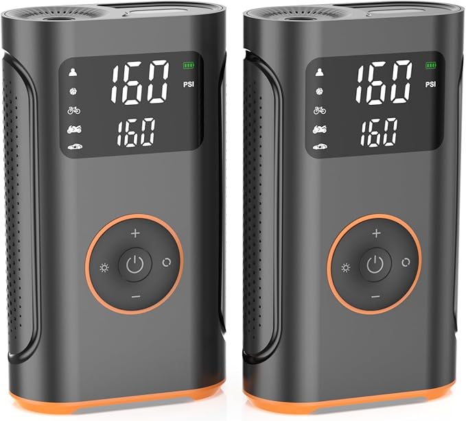 (New Upgrade) ZSX Tire Inflator Portable Air Compressor-160 PSI Air Pump with Memory Function, Electric Bike Pump with Tire