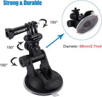 PULUZ Suction Cup Mount for Gopro Car Mount, Adjustable Vehicle Window & Windshield Mount Holder, Compatible with GoPro Hero 12 11 10 9 8 7/Insta360 X3 x2/DJI OSMO Action Camera Mount