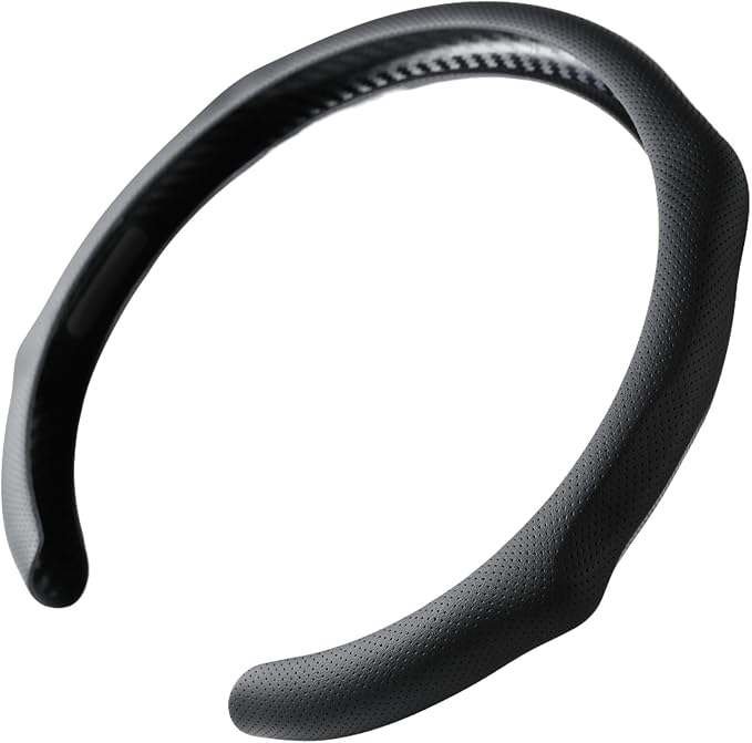Quick Install Sporty Black Perforated Nappa Leather Steering Wheel Cover for All 14½ to 15 inches Car Sedan Coupe SUV Pickup 14.5 to 15