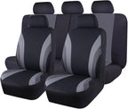CAR PASS Line Rider Sporty Cloth 11PCS Universal Fit Car Seat Cover -100% Breathable with 5mm Composite Sponge Inside,Airbag 