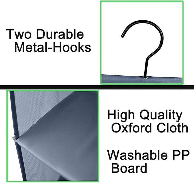 Hanging Closet Organizer, Easy Mount Foldable 4-Shelf Hanging Closet Wardrobe Storage Shelves, Clothes Handbag Shoes Accessor