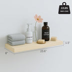 INHABIT UNION White Oak Floating Shelves for Wall, 24 in Wall Mounted Shelves Perfect for Bedroom, Bathroom, Living Room and 