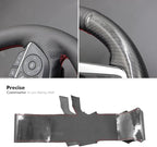 MEWANT Breathable Glossy Carbon Fiber + Black Genuine Leather DIY Car Steering Wheel Cover for Toyota Camry 2018-2019 / Toyota Avalon 2019 / Toyota Corolla 2019-2020 / Toyota RAV4 2019