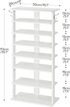 HOOBRO Vertical Shoe Rack, 8 Tier Wooden Shoe Storage Organizer with Hooks, Narrow Shoe Tower for 16 Pairs, Space Saving, for