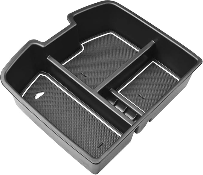 Center Console Organizer Compatible with 2007-2014 Chevy Silverado GMC Sierra Avalanche Tahoe Suburban Yukon Yukon XL Accessories, Floor Mounted Center Console ONLY, White Trim