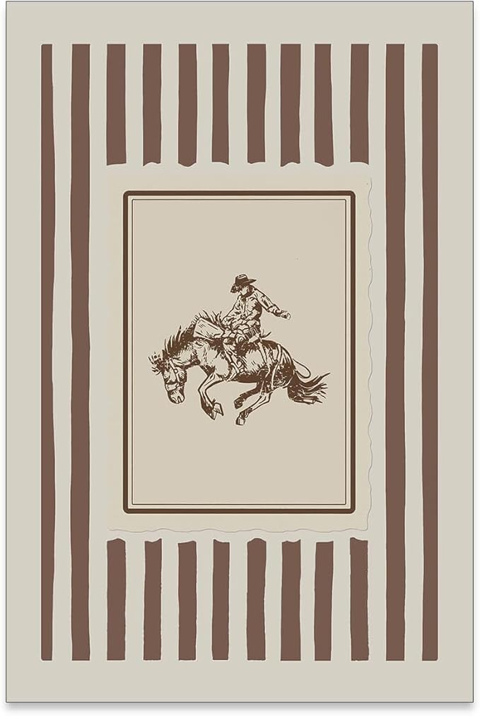 Vintage Western Wall Art Striped Rodeo Decor Southwest Cowboy Poster Canvas Prints Retro Stamp Mid West Mid Century Artwork P