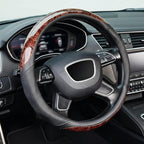 Wood Grain Steering Wheel Cover Microfiber Leather Breathable Anti Slip Universal Protector 14.5-15 inch Car Interior Accesso