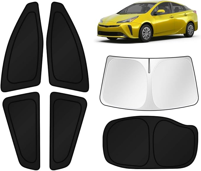 KUST Car Window Shades for 2016-2022 Toyota Prius Hatchback Accessories Windshield Sun Shade Side Rear Window Covers Sunshade Privacy Protection for Camping Blackout UV Block Full Set 6PCS