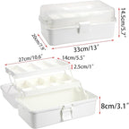 BTSKY 3-Layer Plastic Dividing Storage Box Craft Organizer with Adjustable Spacers Portable Handled Art Supply Organizer Mult