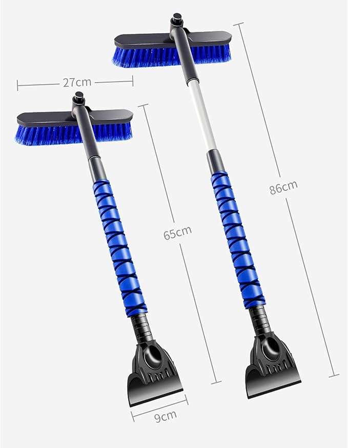 39" Extendable Snow Brush with Ice Scraper & Squeegee for Car Windshield,Rotating Auto Snow Brush with Foam Grip,Heavy Duty Car Snow Brush and Ice Scraper Combo for Truck SUV,Blue