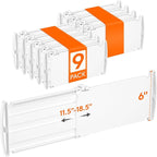 Lifewit 6" Tall 9 Pack Drawer Dividers, 30-47cm/11.5-18.5" Expandable Drawer Divider for Clothes, Adjustable Dresser Drawer O