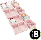 mDesign Fabric Drawer Organizer Bins, Kids/Baby Nursery Dresser, Closet, Shelf, Playroom Organization, Hold Clothes, Toys, Di