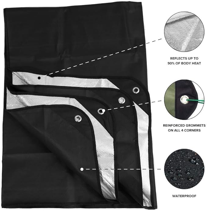 Arcturus Insulated Tarp, Reusable Heavy Duty Thermal Survival Blanket – 60x82in, Reflects 90% Body Heat, Waterproof, Windproo