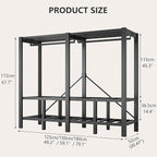Heavy Duty Clothing Rack with Oxford Fabric Cover, Portable Closet Wardrobe with Hanging Rods, Freestanding Wardrobe, Metal C