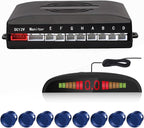 Car Reverse Parking Radar System with 8 Parking Sensors Distance Detection + LED Distance Display + Sound Warning (Blue Color)