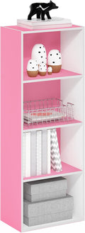 Furinno Luder Bookcase / Book / Storage, 4-Tier, Pink/White