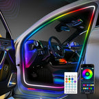 Car SUV Door Frame Ambient Light Lighting, Car Door Ambient Lights LED RGB, Automotive Auto Interior USB Neon Accent Lights Strip Accessories, App Remote Control Music Sync, Acrylic, 2 Pack*9.84ft