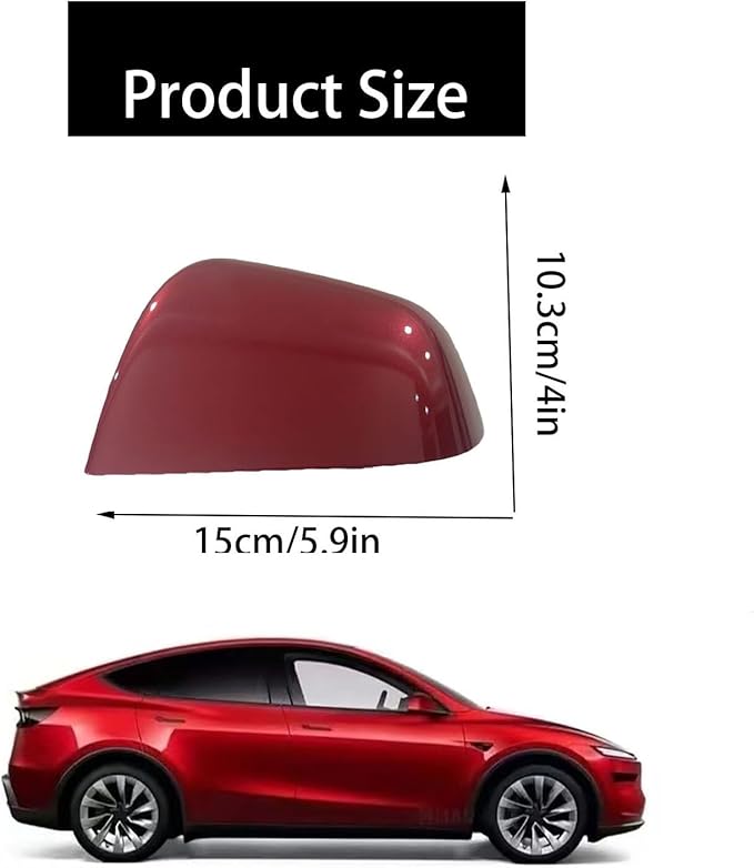 Compatible with Tesla Model Y Side Mirror Cover Replacement 2021 2022 2023 2024, Left Driver Side Rearview Mirror Cover Cap for Model Y Accessories(red)