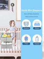Hanging Diaper Organizer for Crib/Playard/Bassinet/Playpen – Hold 80+ Diapers - Changing Table Diaper Holder - Hanging Diaper