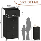 Somdot Dresser for Bedroom with 4 Drawers, Storage Organizer Chest of Drawers with Removable Fabric Bins for Closet Bedside L