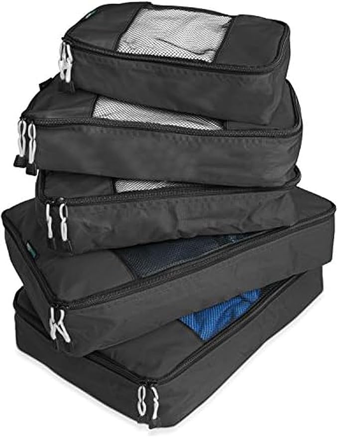 TravelWise 5 Piece Packing Cube Set, Durable Lightweight Luggage Organizer System with Small, Medium and Large Cubes for Trav