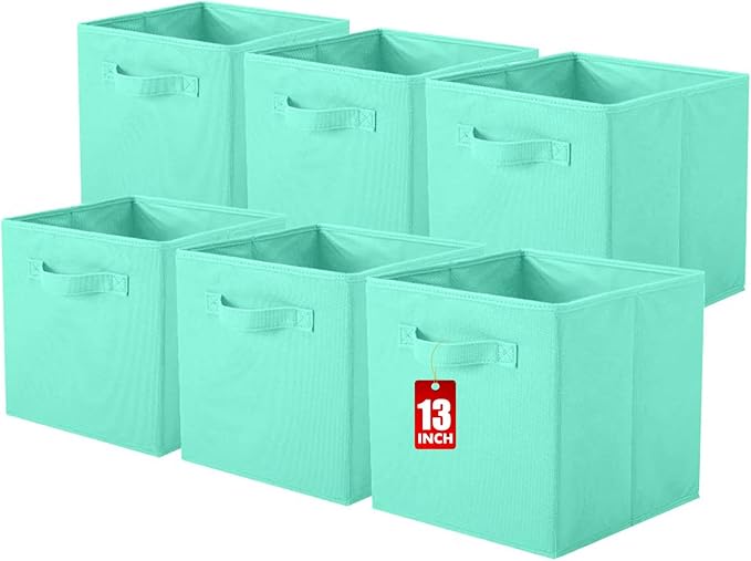 ShellKingdom Storage Bins, Foldable Fabric Storage Cubes And Cloth Organizer Drawer For Closet And Toys, 13 X 13 X 13 INCH, 6