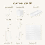 VUSIGN Pegboard Combination Wall Organizer Kit, 4 Pieces Pegboards and 17 Accessories Modular Hanging, Wall Mount Display Peg