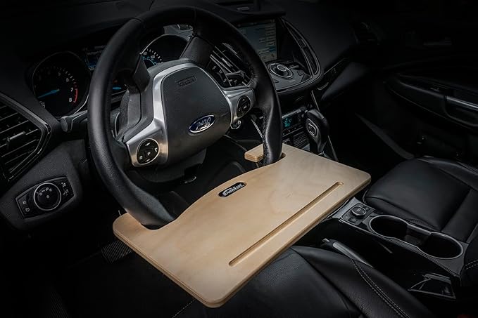AutoExec AE-WM-11M Wheelmate Car Steering Wheel Tray for Eating on The Go, Writing Space, and Tablet or Laptop Use, Natural