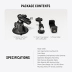 NEEWER Suction Cup Phone Holder & Camera Mount Compatible With GoPro DJI Insta360 iPhone, Car Phone Mount with Action Camera Adapter 360° Magic Arm for POV Windshield Glass Vlog Video Recording, CA158