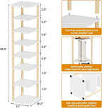 LUCKNOCK Vertical Shoe Rack, 8-Tier Tall Narrow Shoe Organizer for Entryway, Closet, Dorm & Small Spaces, Freestanding Wooden