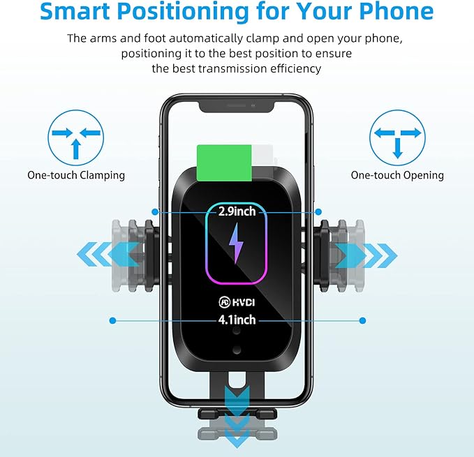 Wireless Car Charger CD Slot Phone Mount, Auto-Clamping 15W Qi Fast Charging Infrared Smart Sensor Air Vent Cell Phone Holder,Compatible with iPhone 13 Pro Max 12 11 X 8,Samsung S21 S20 S10 S9