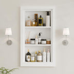 Solid Wood 14 X 24 Recessed Medicine Cabinet,3-Tier, Medicine Cabinet Organizer,Wall Niche, Bathroom Wall Cabinet, Recessed B