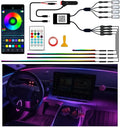 Ambient Lighting Car Led Lights Interior Kit, 4 in 1 Acrylic Led Lights for Car Center Console Dashboard,DC 12V APP Remote Control DIY Fiber Optic Music Sync RGB Neon Strip with Footwell Lighting