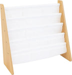 Humble Crew 4-Tier Kids Bookshelf, Natural Wood/White - Premium Book Shelf for Kids Rooms with Four Deep Pockets - Toddler Sl