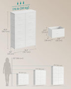 SONGMICS Dresser for Bedroom, Chest of Drawers, Steel, MDF, 10 Non-Woven Fabric Drawers, Storage Organizer Unit, Closet, Entr