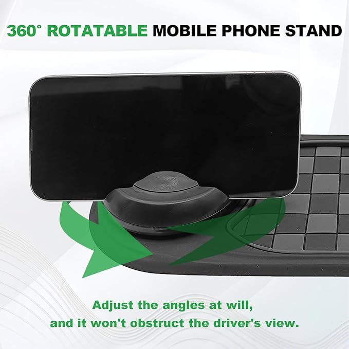 New Multifunctional Anti-Slip Rubber Pad, 4-in-1 Car Universal Dashboard Pad, 360° Rotatable Car Non-Slip Phone Pad w/Tempora