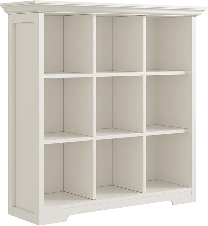 OSCHF Wooden Cube Shelf Bookcase - Modern 3 Tiers Floorstanding Open Bookshelf with Base for Home and Office, 9 Cubes Storage