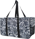 NGIL Extra Large Utility Tote Reusable Grocery Bag Oversized Collapsible for Groceries, Storage, Picnic, Beach (Royal Damask-Black)